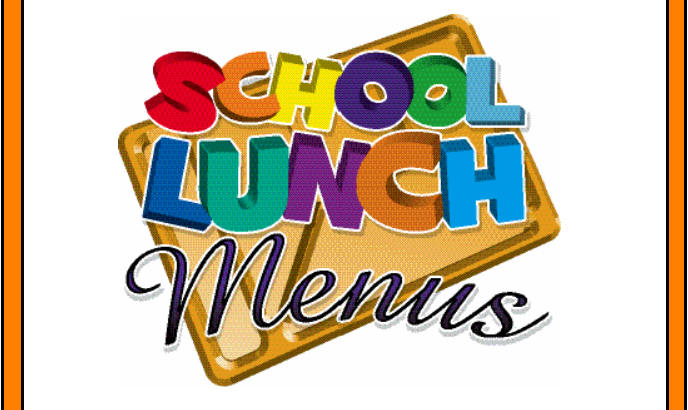 Image of School Lunch Menu - April to July 2021