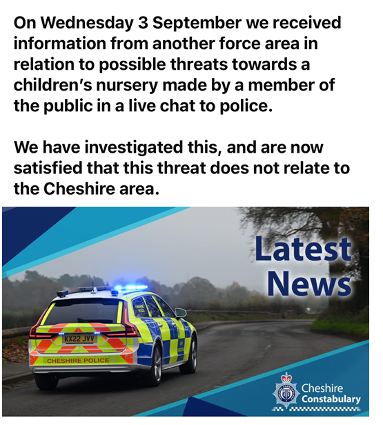 Image of Message from Cheshire Police