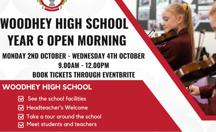 Image of Year 6 Open Mornings: Mon 2nd Oct - Wed 4th Oct (9am-12pm)